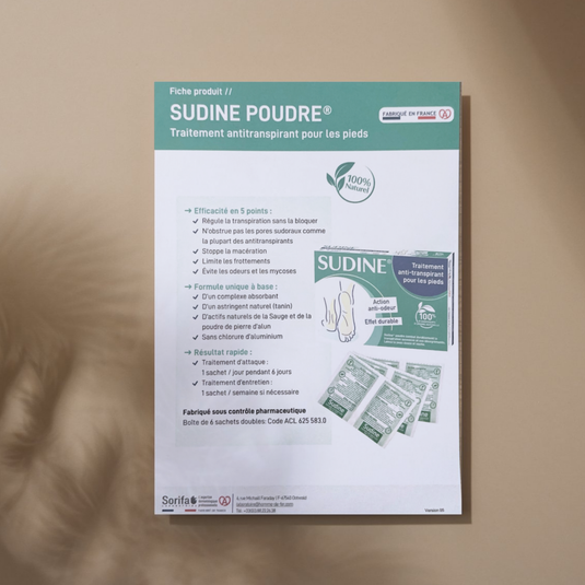 10 flyers Sudine Poudre - Fiche produit My Podologie 