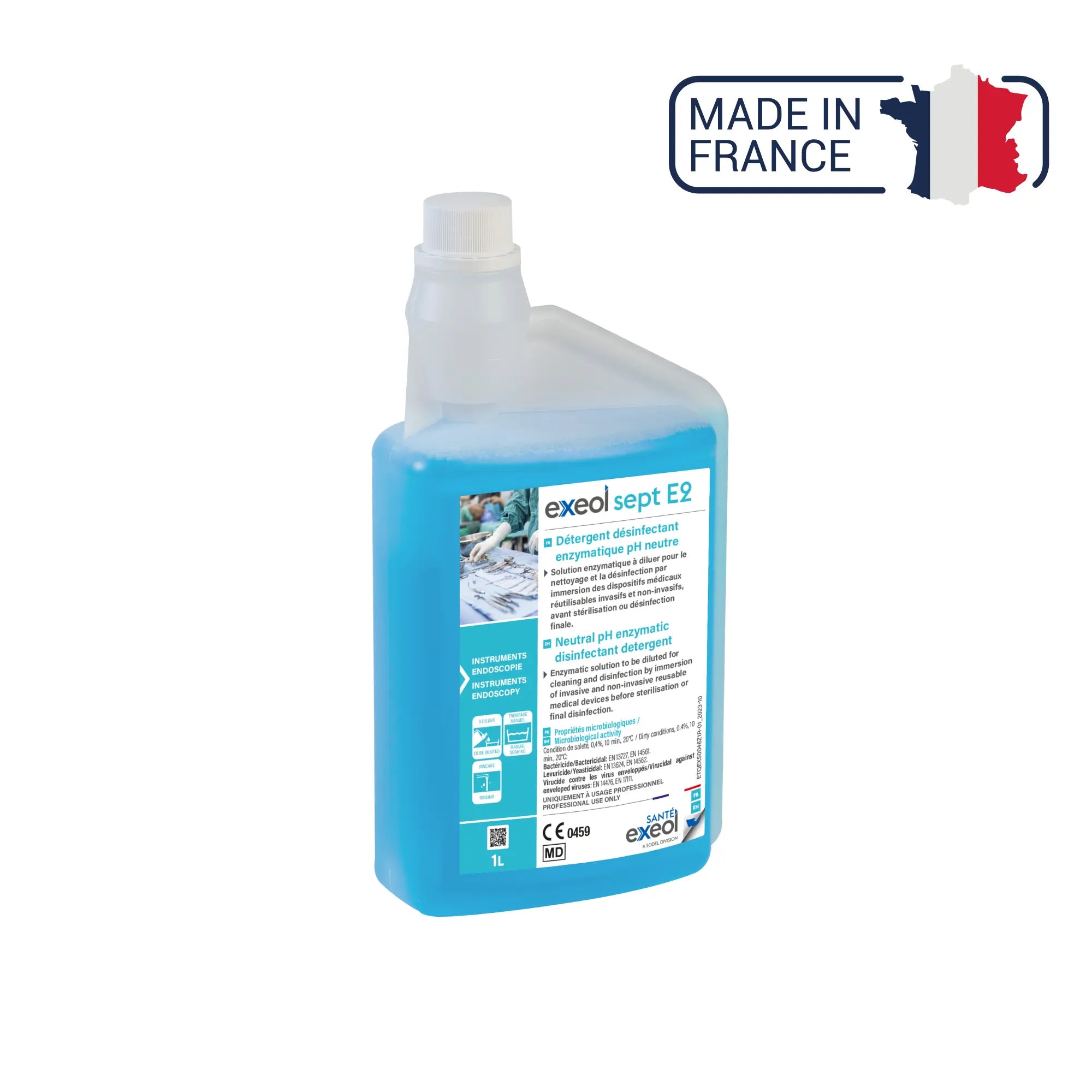 Détergent désinfectant enzymatique pH neutre - Exeol Sept E2- Sodel Exeol 