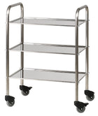 Stainless steel pedestal table - 3 shelves - 60 x 40 cm